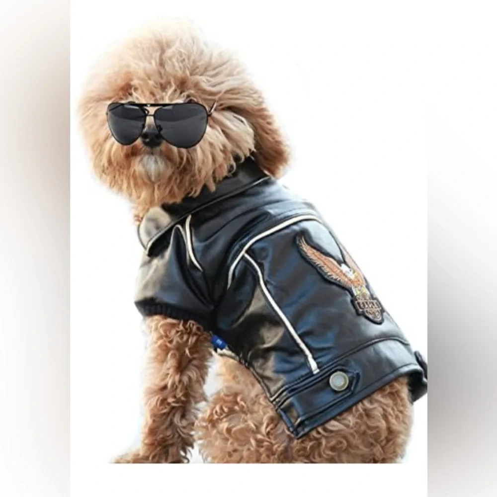 Dog Vest Biker Buddy Black Dawg Jacket with Eagle Patch BRAND NEW Size Medium
